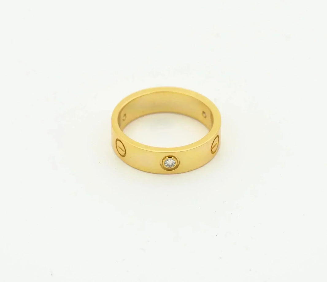 [LOXURA]LOVE RING 4MM 1 DIAMOND GOLD