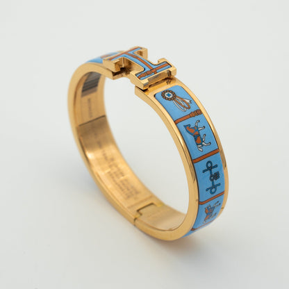 [LOXURA]H PINK GOLD BRACELET BLUE CERAMIC