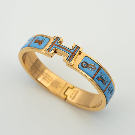 [LOXURA]H PINK GOLD BRACELET BLUE CERAMIC