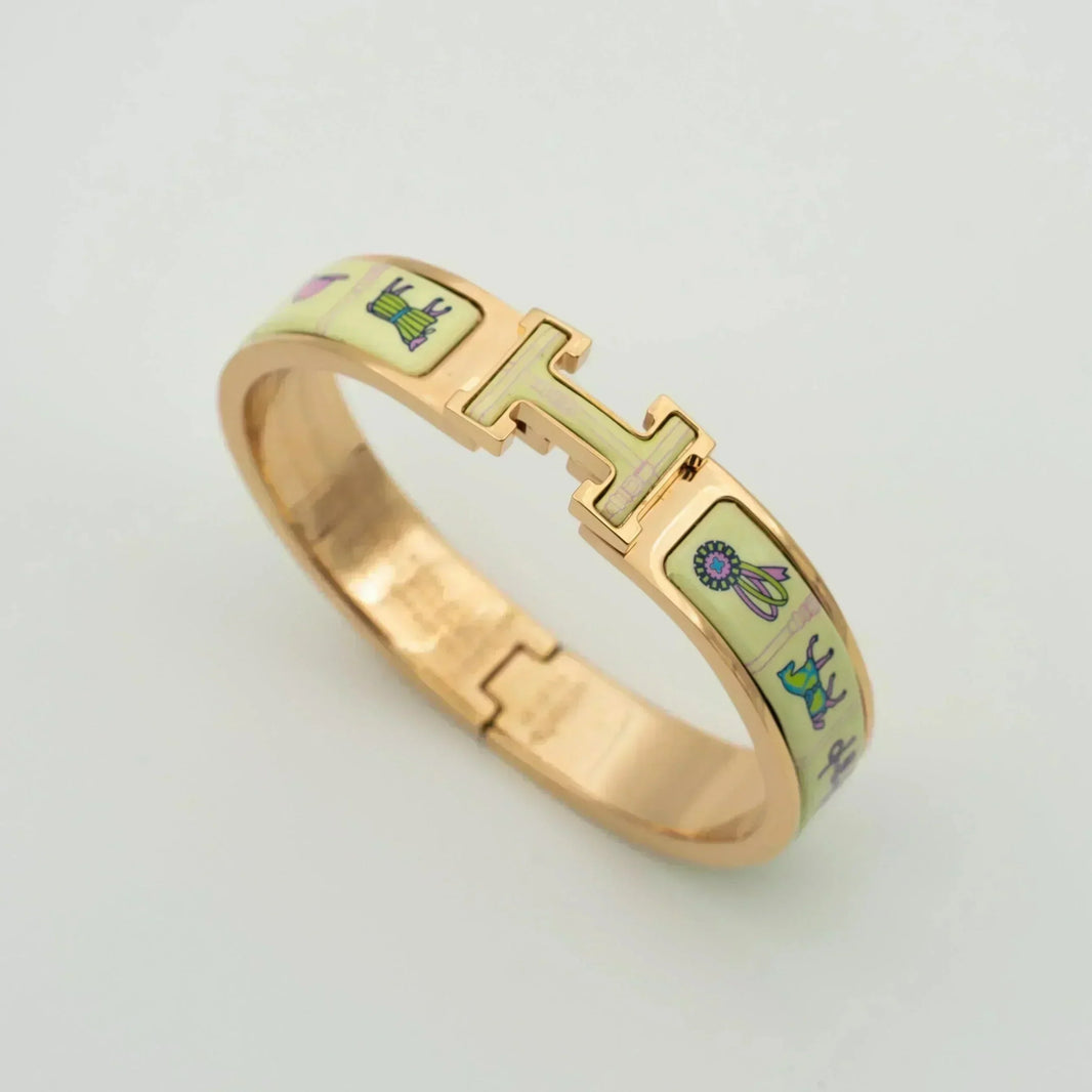 [LOXURA]H PINK GOLD BRACELET CREAM CERAMIC