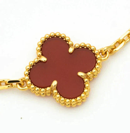 [LOXURA] CLOVER 5 MOTIF RED CORNELIAN BRACELET COLLECTION