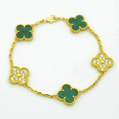 [LOXURA] CLOVER 5 MOTIF MALACHITE BRACELET COLLECTION