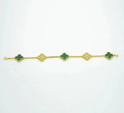 [LOXURA] CLOVER 5 MOTIF MALACHITE BRACELET COLLECTION