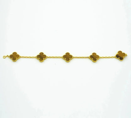 [LOXURA] CLOVER 5 MOTIFS TIGER EYE BRACELET COLLECTION