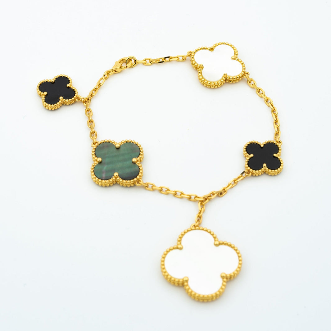 [LOXURA]CLOVER BRACELET 5 MOTIFS ONYX MOP