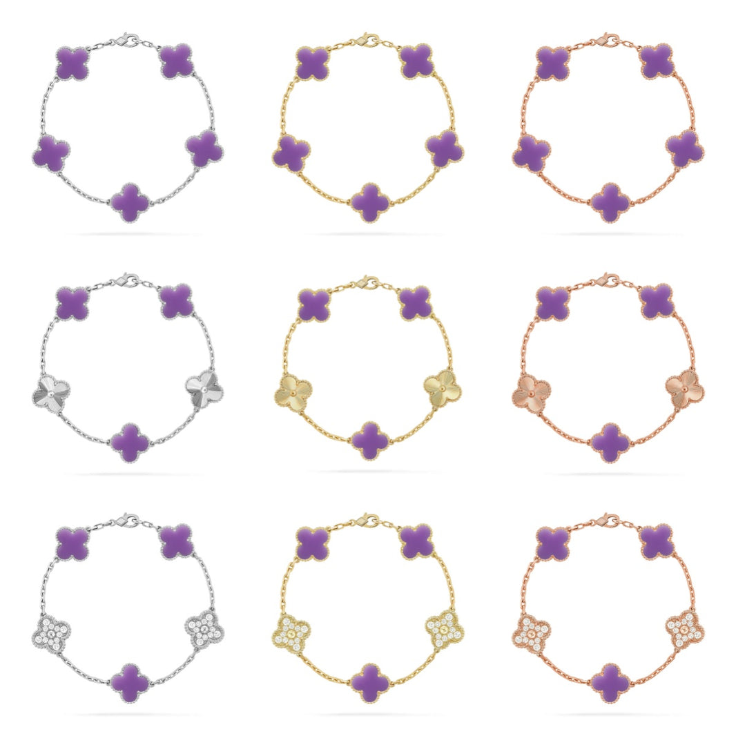 [LOXURA]CLOVER 5 MOTIF LIGHT PURPLE BRACELET COLLECTION