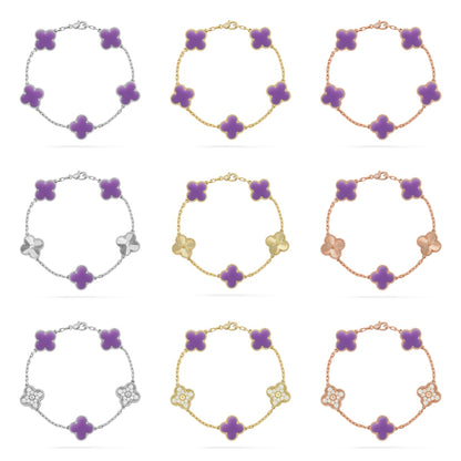 [LOXURA]CLOVER 5 MOTIF LIGHT PURPLE BRACELET COLLECTION