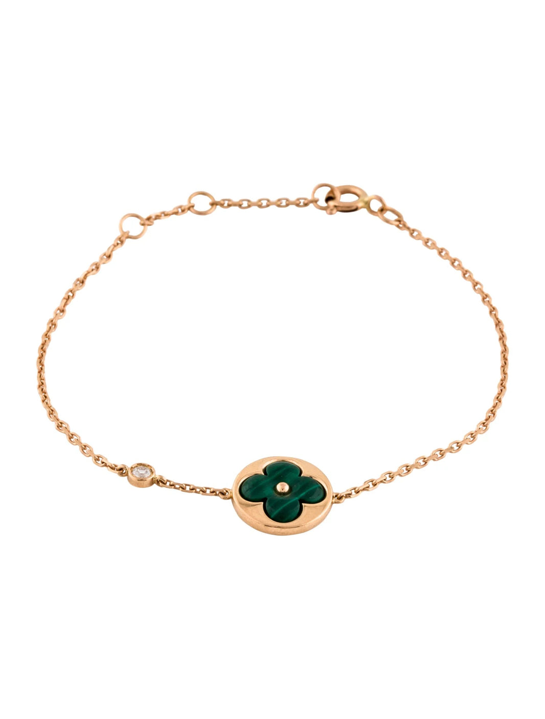[LOXURA]SUN MALACHITE 1 DIAMOND PINK GOLD BRACELET