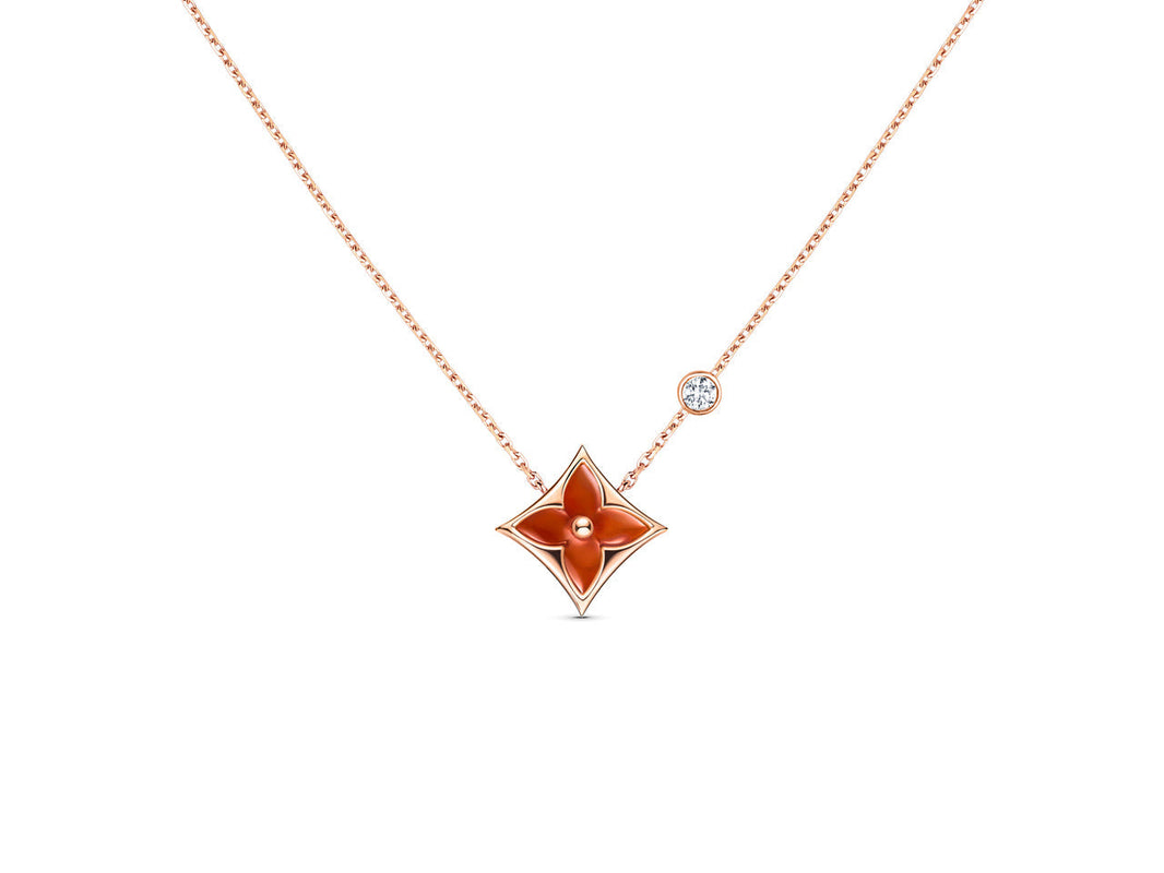 [LOXURA]STAR NECKLACE PINK GOLD 1 DIAMOND