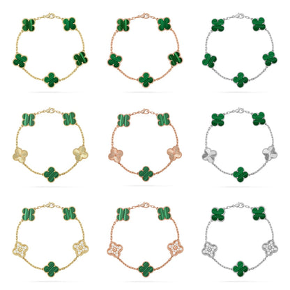 [LOXURA] CLOVER 5 MOTIF MALACHITE BRACELET COLLECTION