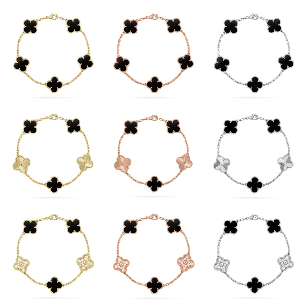[LOXURA] CLOVER 5 MOTIF ONYXS BRACELET COLLECTION