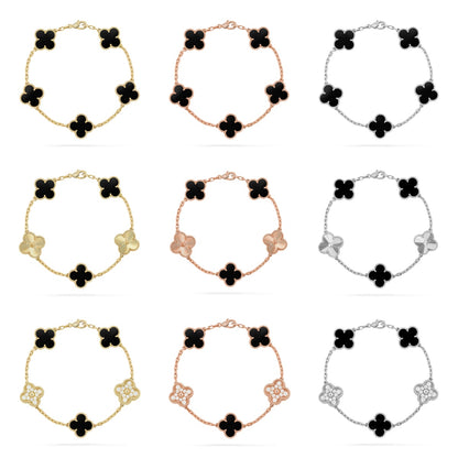 [LOXURA] CLOVER 5 MOTIF ONYXS BRACELET COLLECTION