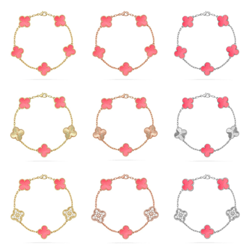 [LOXURA] CLOVER 5 MOTIFS  PINK MOP BRACELET COLLECTION