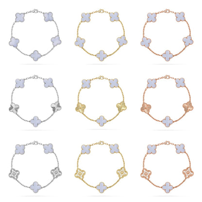 [LOXURA] CLOVER 5 MOTIF PURPLE CHALCEDONY BRACELET COLLECTION