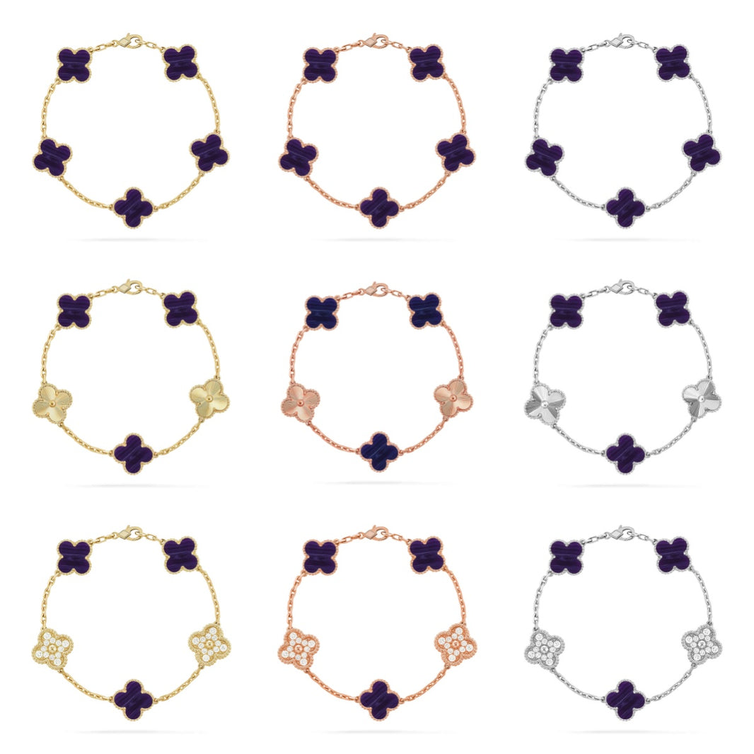 [LOXURA]CLOVER 5 MOTIF PURPLE STRIPES BRACELET COLLECTION