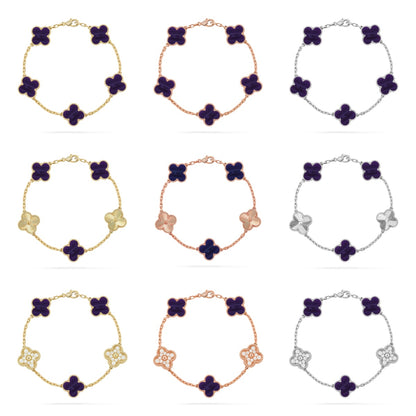 [LOXURA]CLOVER 5 MOTIF PURPLE STRIPES BRACELET COLLECTION