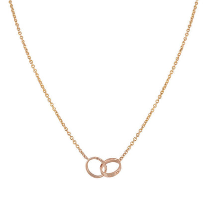 [LOXURA]LOVE NECKLACE DOUBLE RING PINK GOLD