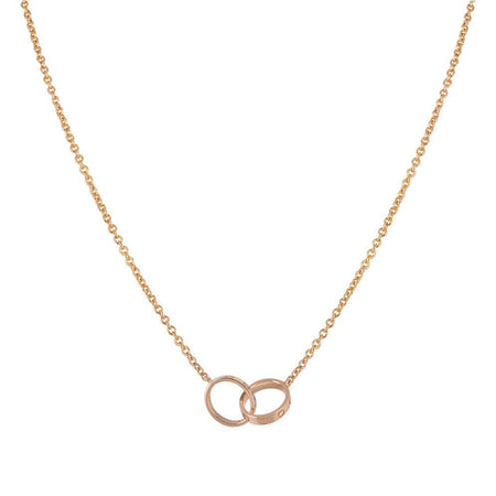 [LOXURA]LOVE NECKLACE DOUBLE RING PINK GOLD
