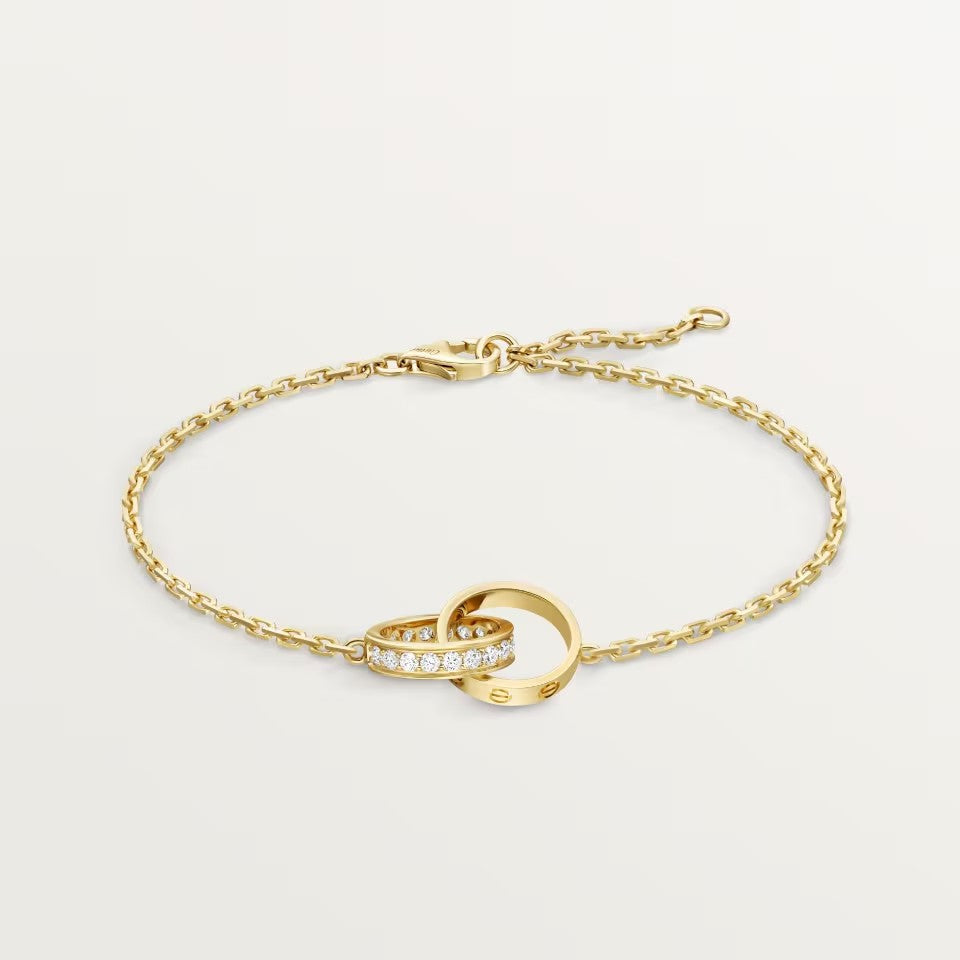 [LOXURA]LOVE DOUBLE RING HALF DIAMOND BRACELET