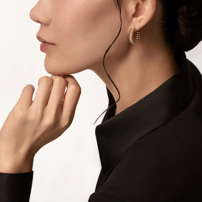 [LOXURA]CLASH 6.4MM FULL DIAMOND SMALL EARRINGS