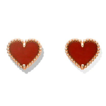 [LOXURA]HEART CARNELIAN STUD EARRINGS