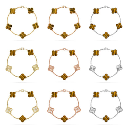 [LOXURA] CLOVER 5 MOTIFS TIGER EYE BRACELET COLLECTION