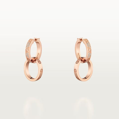 [LOXURA]LOVE 3.3MM DANGLE HALF DIAMOND EARRINGS