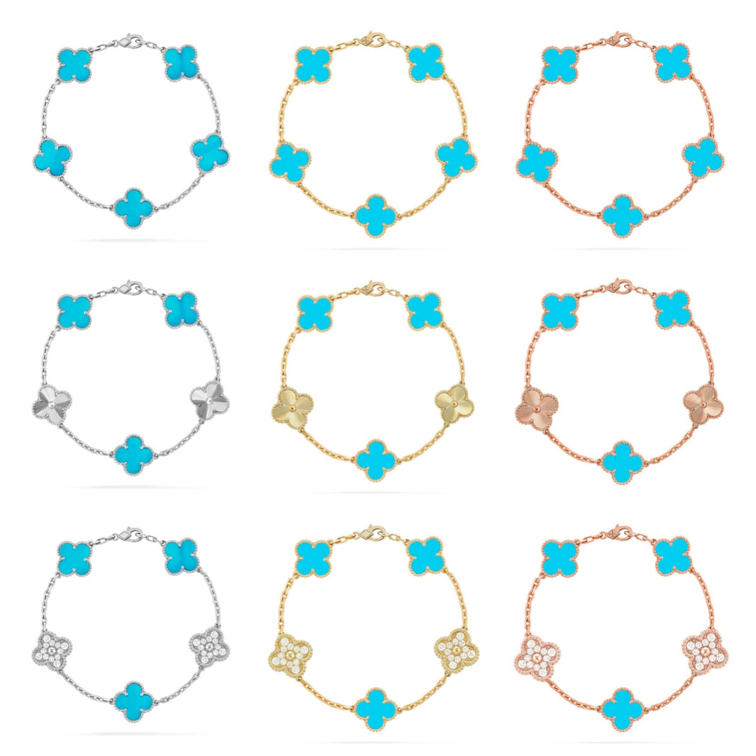 [LOXURA] CLOVER 5 MOTIF TURQUOISE BRACELET COLLECTION