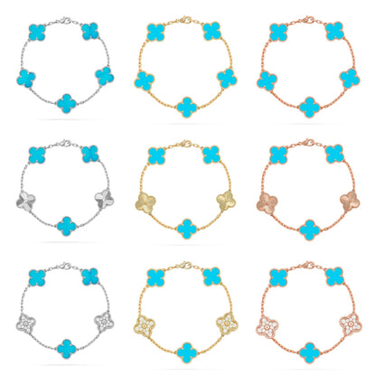 [LOXURA] CLOVER 5 MOTIF TURQUOISE BRACELET COLLECTION