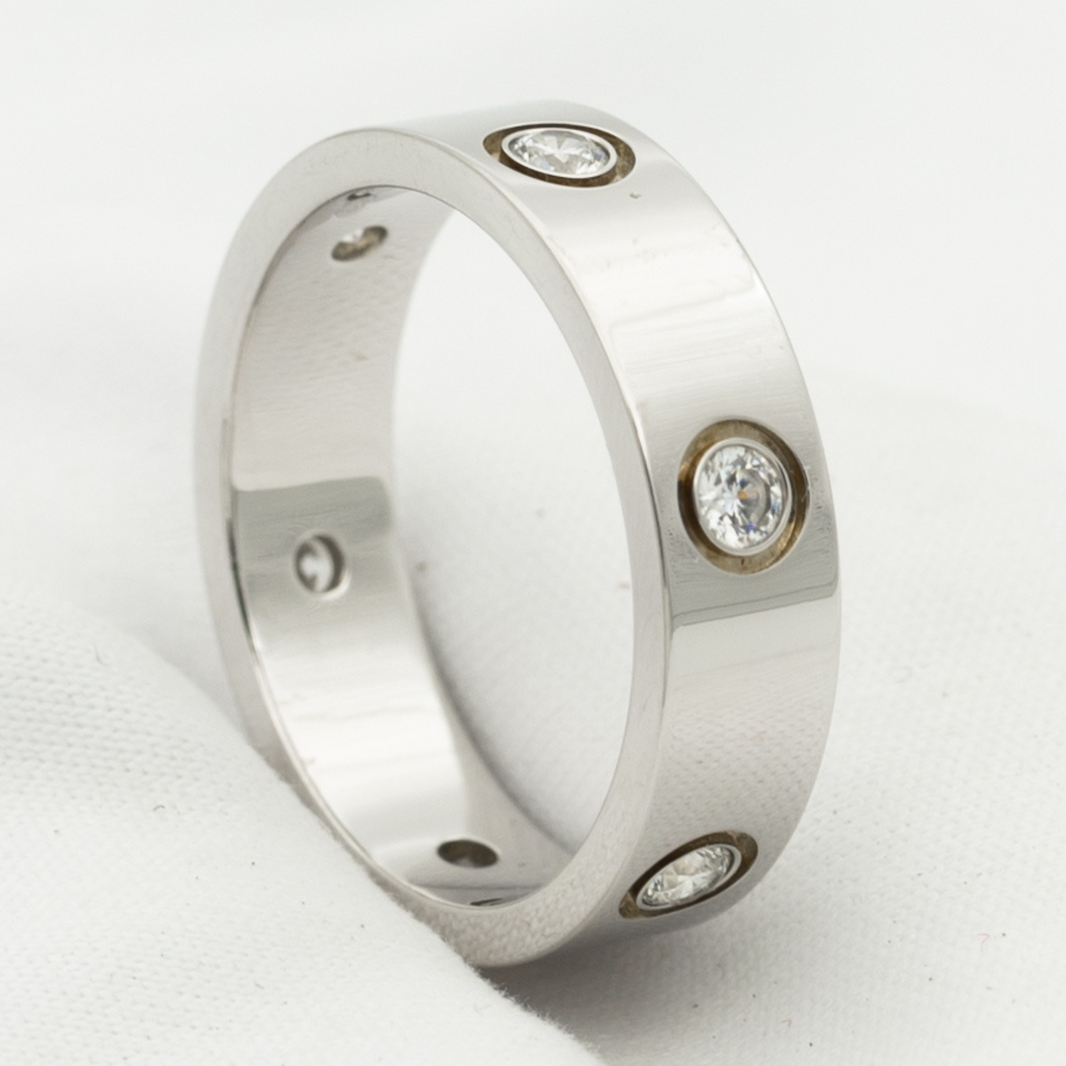 [LOXURA]LOVE RING 5.5MM 6 DIAMONDS SILVER