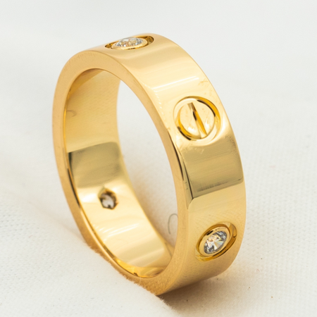 [LOXURA]LOVE RING 5.5MM 3 DIAMONDS PINK GOLD