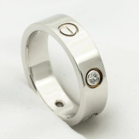 [LOXURA]LOVE RING 5.5MM 3 DIAMONDS SILVER