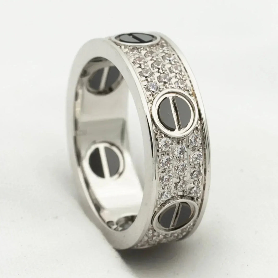 [LOXURA]LOVE RING 5.5MM DIAMONDS PAVED CERAMIC