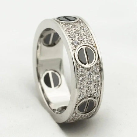 [LOXURA]LOVE RING 5.5MM DIAMONDS PAVED CERAMIC