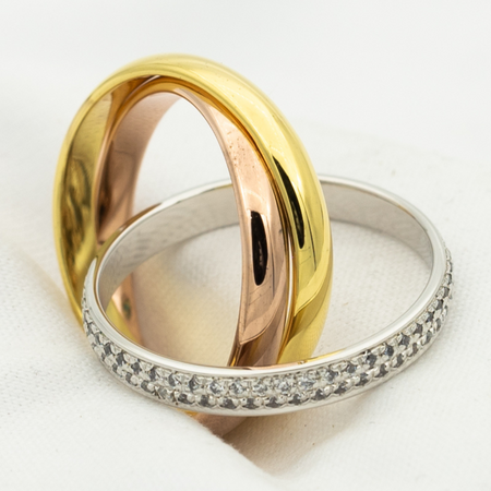 [LOXURA]TRINITY RING GOLD PINK GOLD SILVER DIAMONDS