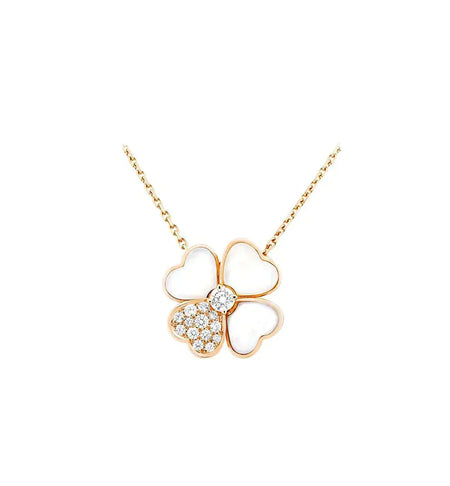 [LOXURA]CLOVER MOP DIAMOND ROSE GOLD NECKLACE