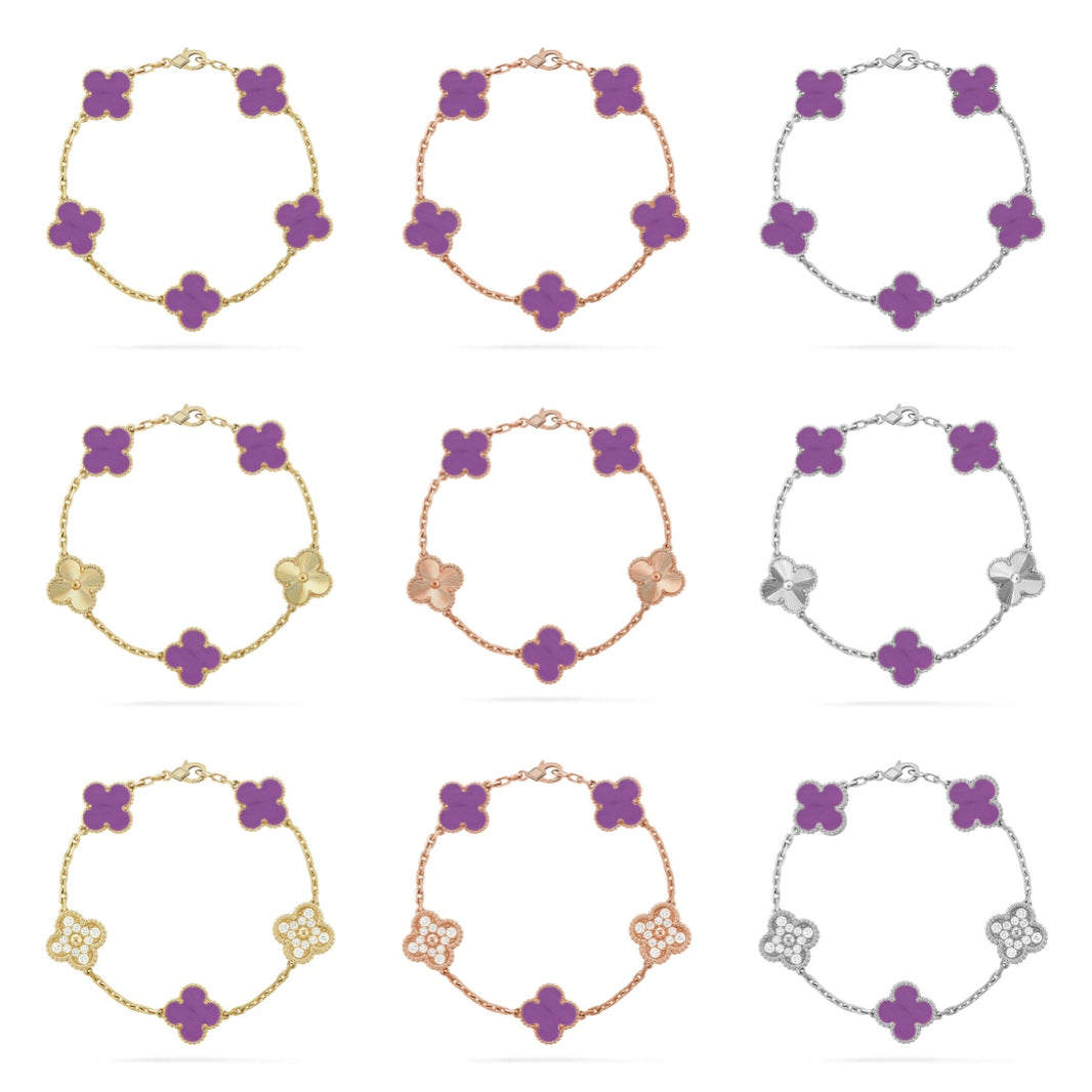 [LOXURA] CLOVER 5 MOTIF VIOLET BRACELET COLLECTION