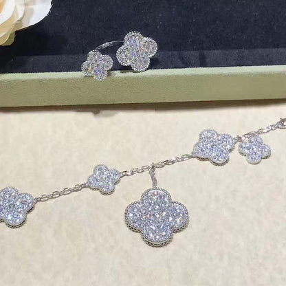 [LOXURA]CLOVER 6 MOTIFS SILVER DIAMOND BRACELET