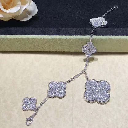 [LOXURA]CLOVER 6 MOTIFS SILVER DIAMOND BRACELET