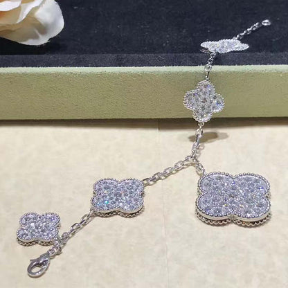 [LOXURA]CLOVER 6 MOTIFS SILVER DIAMOND BRACELET