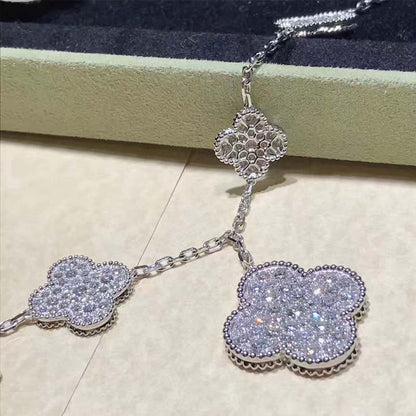 [LOXURA]CLOVER 6 MOTIFS SILVER DIAMOND BRACELET