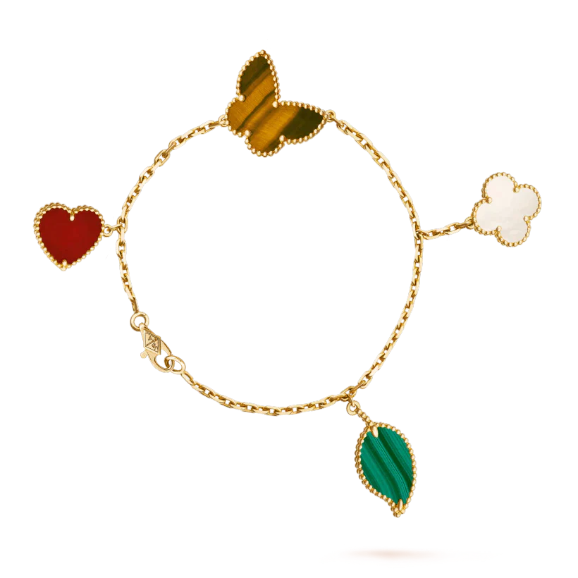 [LOXURA]LUCKY SPRING 5 MOTIF GOLD BRACELET