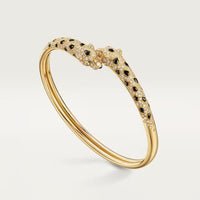 [LOXURA]PANTHERE DOUBLE HEADED HALF DIAMOND OPEN BRACELET