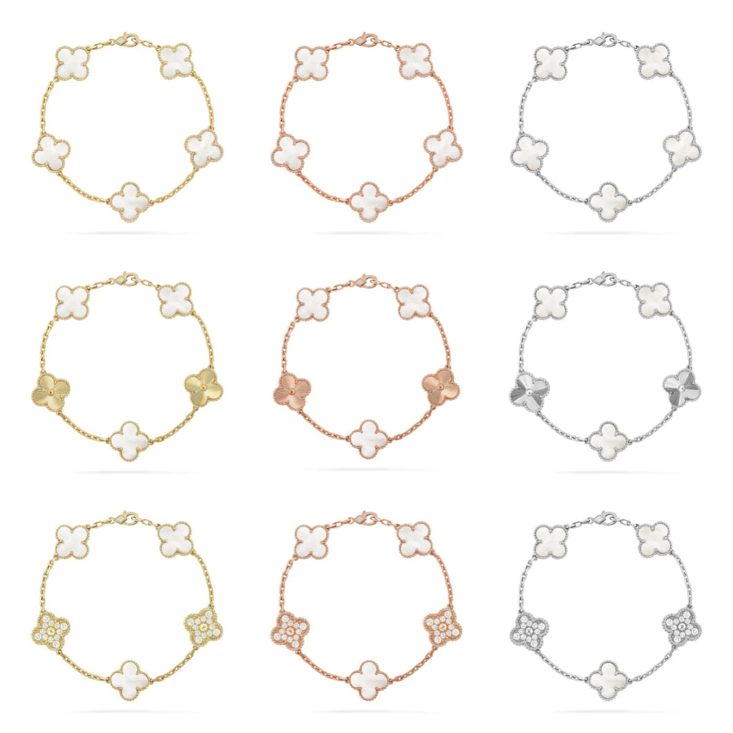 [LOXURA]CLOVER WHITE PEARL MOP 5 MOTIF BRACELET COLLECTION