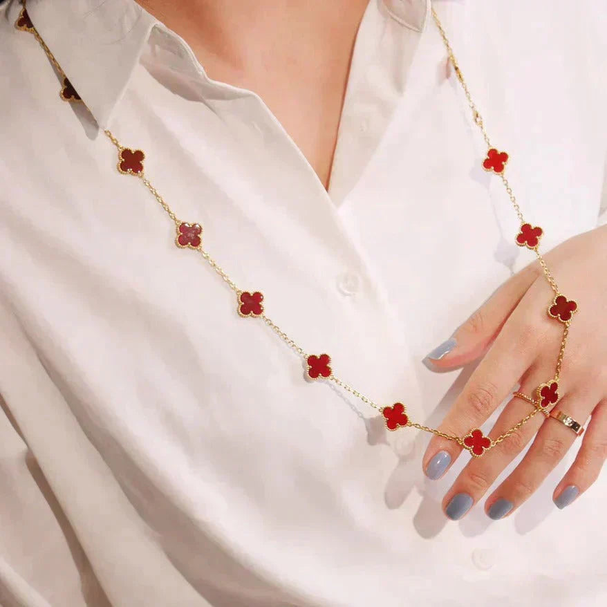 [LOXURA]CLOVER 20 MOTIFS CARNELIAN NECKLACE