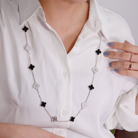 [LOXURA]CLOVER 20 MOTIFS ONYX DIAMOND SILVER