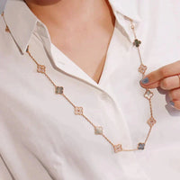 [LOXURA]CLOVER 20 MOTIFS DARK MOP DIAMOND  NECKLACE