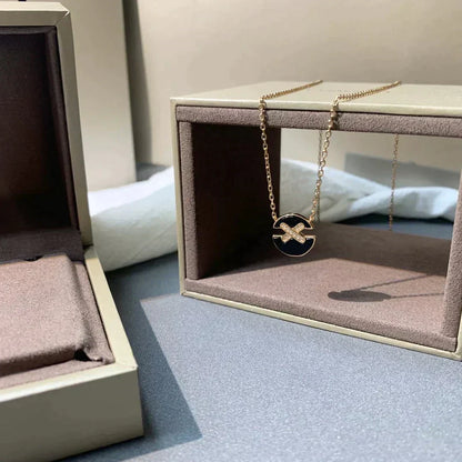 [LOXURA]JEUX DE ROSE GOLD DIAMOND NECKLACE