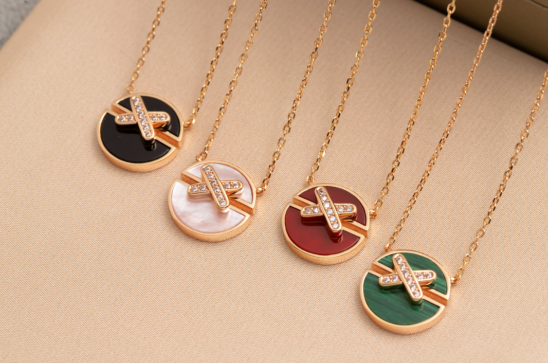 [LOXURA]JEUX DE PINK GOLD DIAMOND NECKLACE