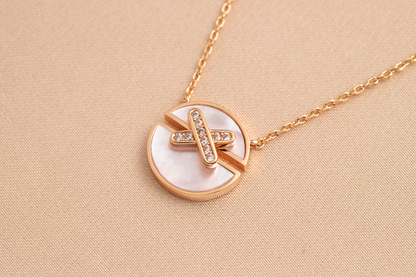 [LOXURA]JEUX DE PINK GOLD DIAMOND NECKLACE